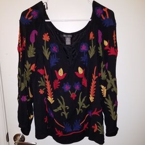 Embroidered Long Sleeved Blouse